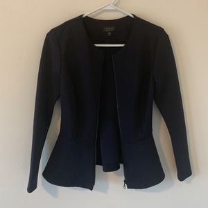 Topshop Navy blue striped peplum blazer size 6